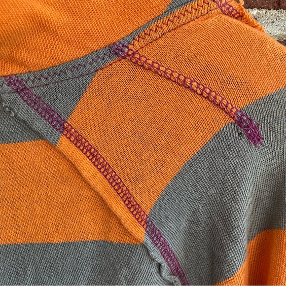 Free People Orange & Grey Striped Long sleeve w/ Oversized Hood Size XS - Picture 3 of 14